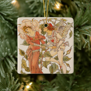 Ornement En Céramique Art Victorien vintage, Rose par Walter Crane