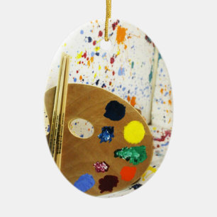 Ornement En Céramique Artistes Peinture Splatter et Palette de Peinture