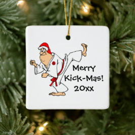 Ornement En Céramique Arts martiaux Merry Kick Mas Noël Daté