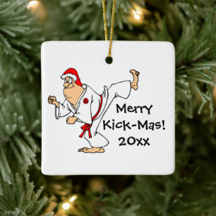 Ornement En Céramique Arts martiaux Merry Kick Mas Noël Daté