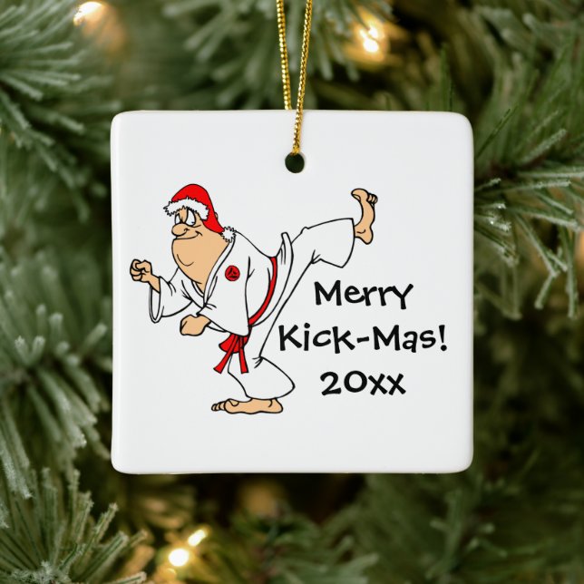 Ornement En Céramique Arts martiaux Merry Kick Mas Noël Daté (Arbre)