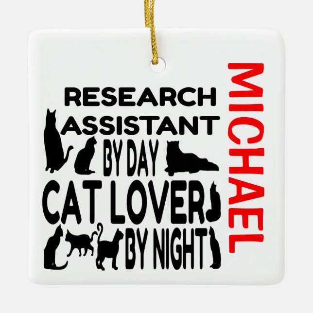Ornement En Céramique Assistant de recherche Lots Cats CUSTOM (Devant)