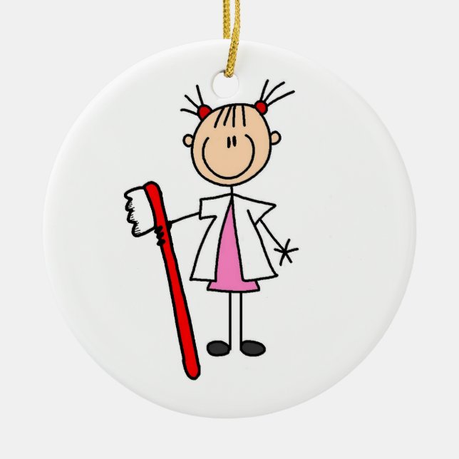 Ornement En Céramique Assistant dentaire avec brosse à dents (Devant)