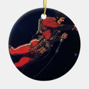 Ornement En Céramique Astronaute vintage de science-fiction dans l'espac