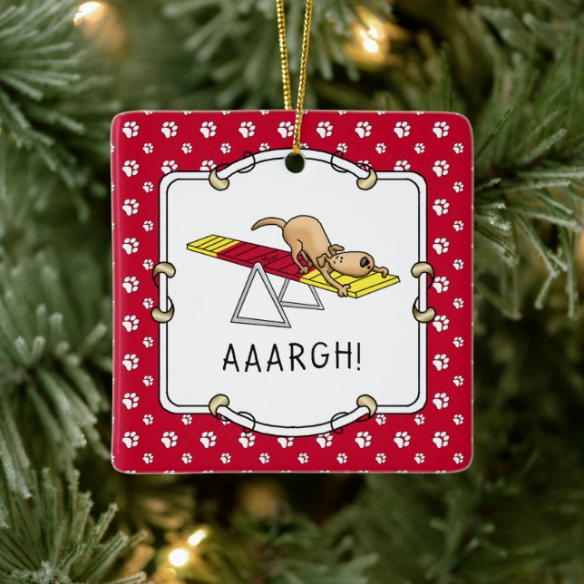 Ornement En Céramique AUJOURD'HUI ! Drôle chien compteur d'agilité (Arbre)