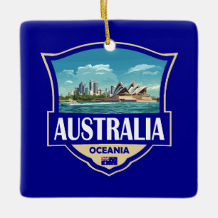 Ornement En Céramique Australie Illustration Rétro Badge
