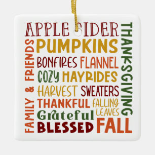 Ornement En Céramique Automne Automne Hiver Thanksgiving Vacances Merci