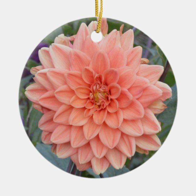 Ornement en céramique avec dahlia blush (Devant)