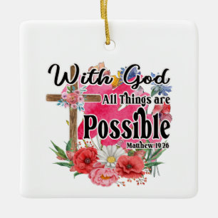 Ornement En Céramique Avec Dieu Toutes Choses Sont Possibles Bible chrét