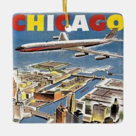 Ornement En Céramique Avion touristique vintage Retro Chicago