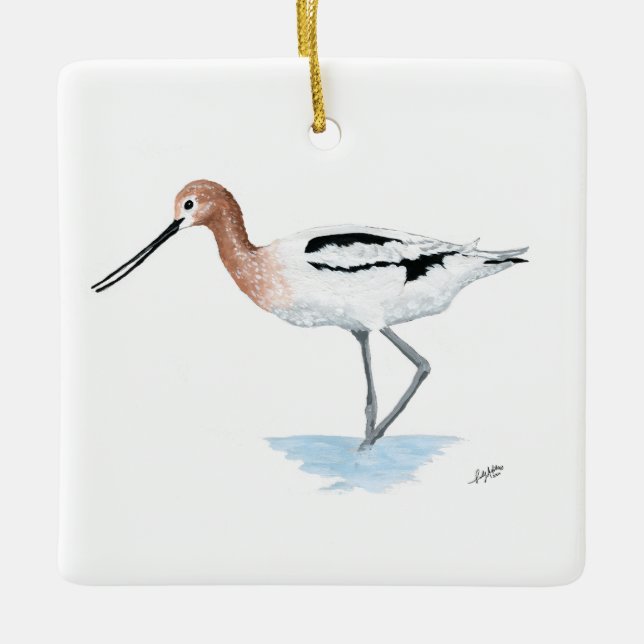 Ornement En Céramique Avocet américain (Devant)