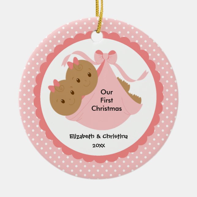 Ornement En Céramique Baby Boy Twins Baby's First Christmas Ornament (Devant)