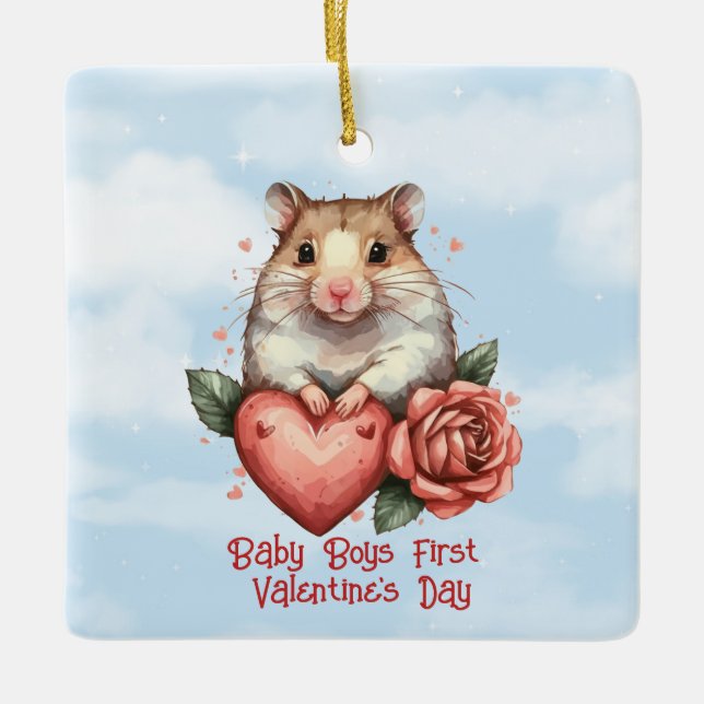 Ornement En Céramique Baby Boys Première Saint Valentin (Devant)