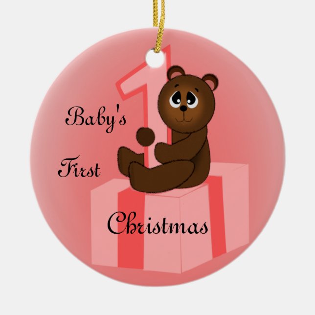 Ornement En Céramique Baby Girls First Christmas (Devant)