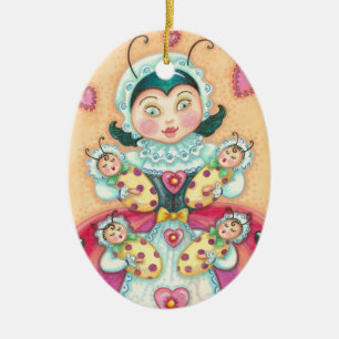 Ornement En Céramique Baby Ladybugs MOM CHRISTMAS ORNAMENT Personnaliser
