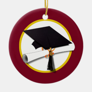 Ornement En Céramique Bac et diplôme - Arrière - plan rouge foncé