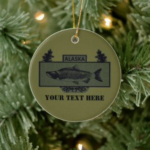 Ornement En Céramique Badge de pêcheur de combat de l'Alaska