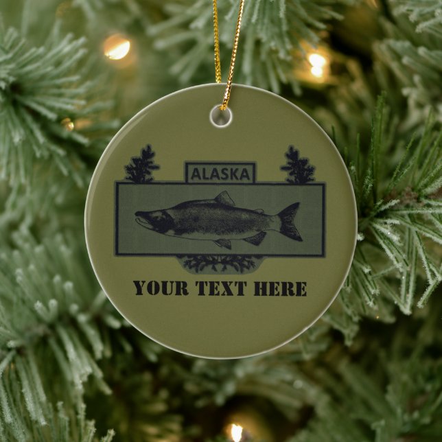 Ornement En Céramique Badge de pêcheur de combat de l'Alaska (Arbre)