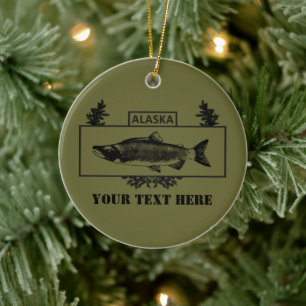 Ornement En Céramique Badge de pêcheur de combat de l'Alaska