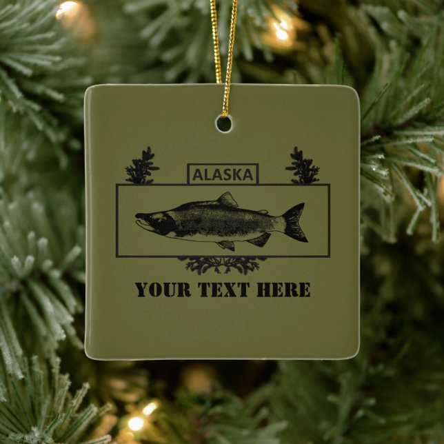 Ornement En Céramique Badge de pêcheur de combat de l'Alaska (Arbre)