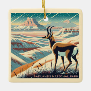 Ornement En Céramique Badlands National Park Winter Souvenir Cadeau