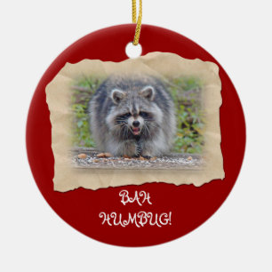 Ornement En Céramique Bah Humbug Raccoon