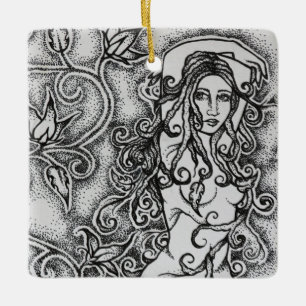 Ornement En Céramique Balayé Ink Goddess Pagan Art