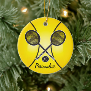 Ornement En Céramique balle de tennis jaune   Personnaliser