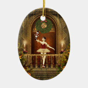 Ornement En Céramique Ballerina Nutcracker Personnalisé Oval Orament
