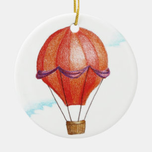 Ornement En Céramique Ballon à air chaud Vintage Whimsical