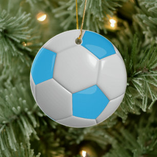 Ornement En Céramique Ballon de foot   Bleu bébé