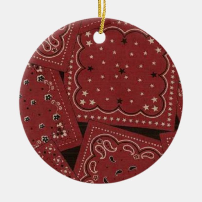Ornement En Céramique Bandana de rouge de Noël de pays (Devant)