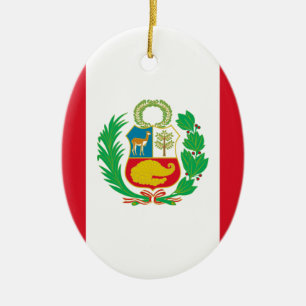 Ornement En Céramique Bandera del Perú - drapeau du Pérou