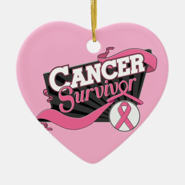 Ornement En Céramique Bannière Survivant du cancer du sein (Devant)