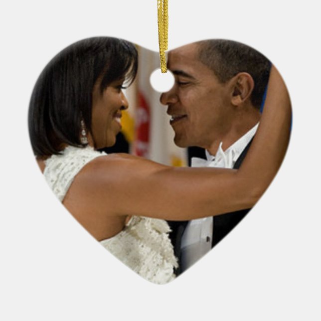 Ornement En Céramique Barack et Michelle Obama (Devant)