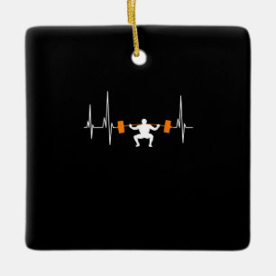 Ornement En Céramique Barbell Weightlifting Heartbeat Bodybuilding