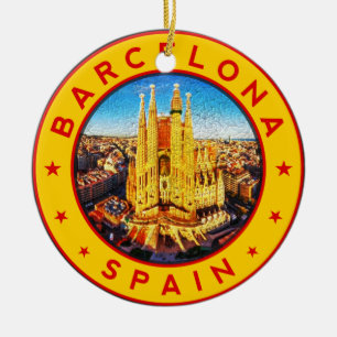 Ornement En Céramique Barcelone, Espagne, cercle, jaune