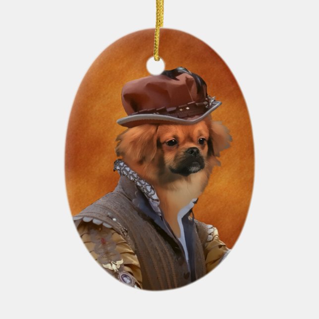 Ornement En Céramique Baron tibétain Ornament d'épagneul (Devant)