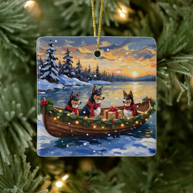 Ornement En Céramique Basenji Christmas Boat Holiday (Arbre)