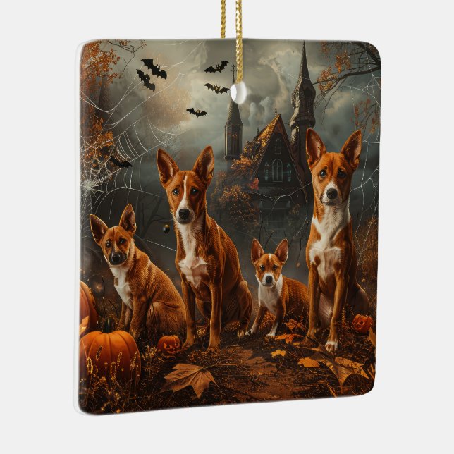 Ornement En Céramique Basenji Halloween Chien De Nuit Délice (Droite)