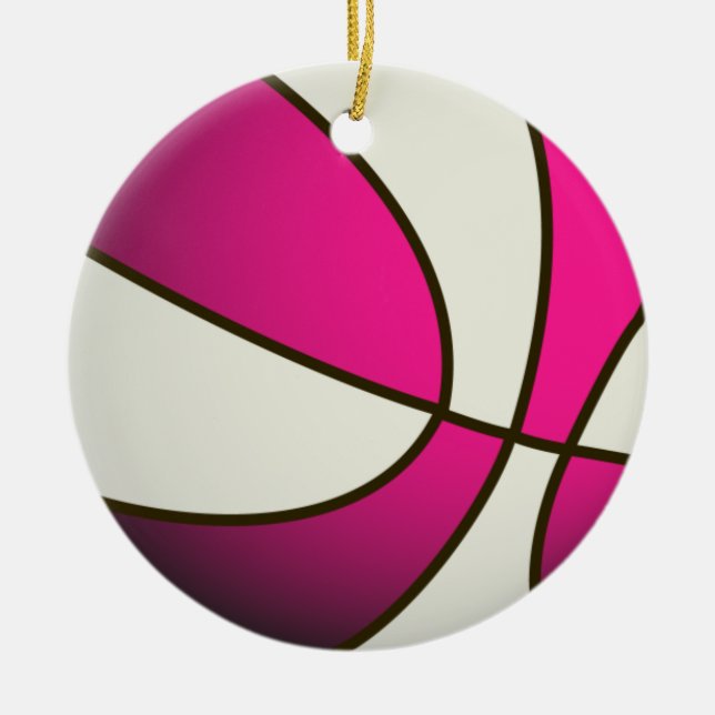 Ornement En Céramique Basket-ball - Blanc/Rose (Devant)