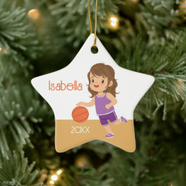 Ornement En Céramique Basket-ball fille mignonne Brunette