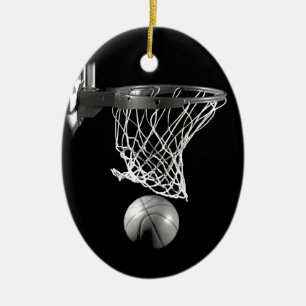 Ornement En Céramique Basket-ball noir et blanc