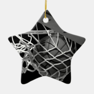 Ornement En Céramique Basket-ball noir et blanc