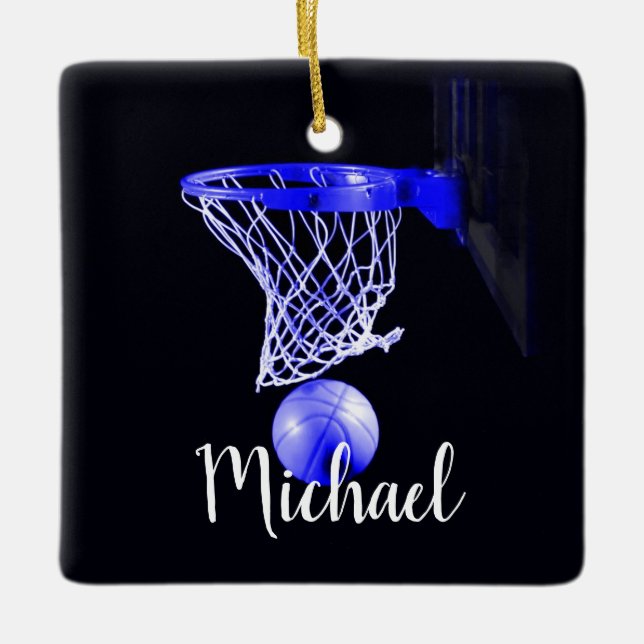 Ornement En Céramique Basket bleu (Devant)