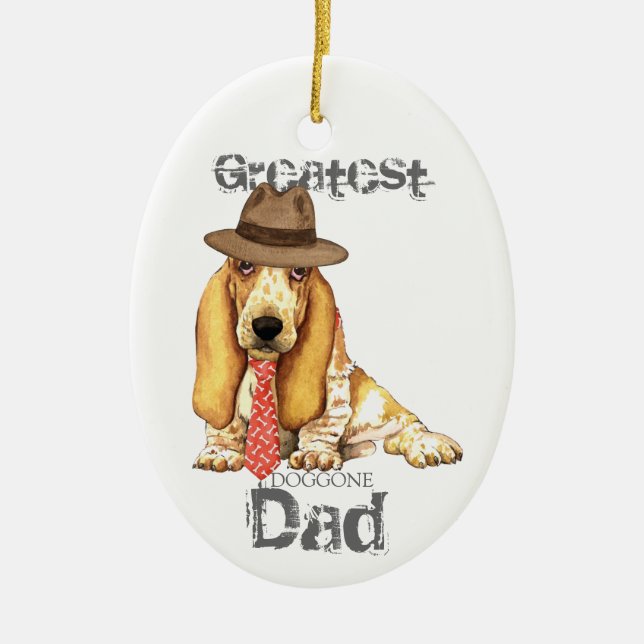 Ornement en céramique Basset Dad (Devant)