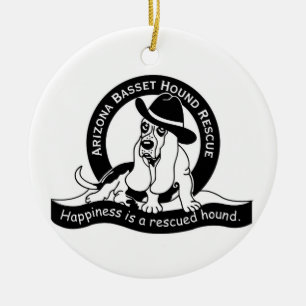 Ornement En Céramique Basset Elf et logo d'AZBHR