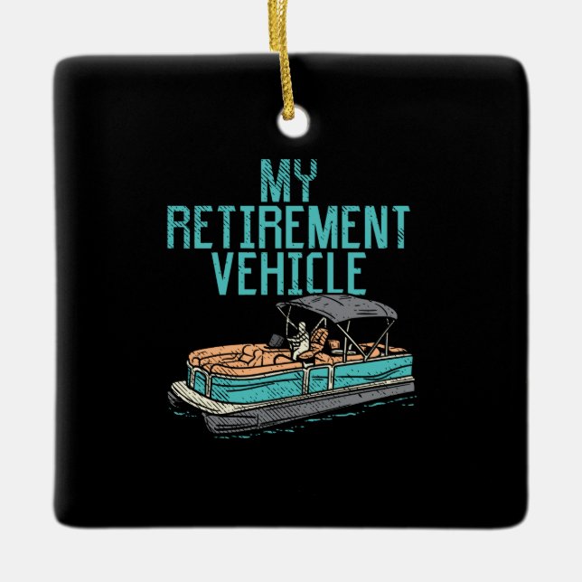Ornement En Céramique Bateau Pontoon - Mon véhicule de retraite (Devant)