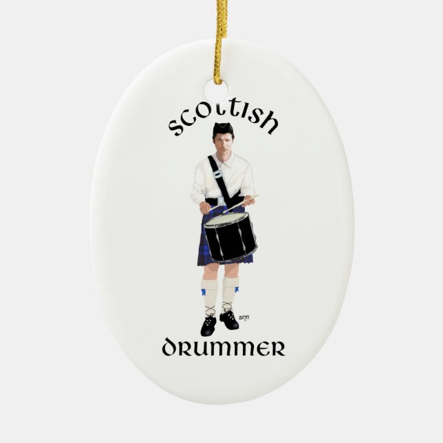 Ornement En Céramique Batteur écossais - Blue Kilt (Devant)