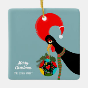 Ornement En Céramique Bauble de Noël du coq portugais